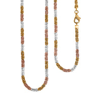 D'Joy Bali Legacy Byzantine Chain Necklace in 18K Vermeil YRG Over and Sterling Silver 28.50 Grams 20 Inches