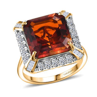 Certified & Appraised 10K Yellow Gold AAA Santa Ana Madeira Citrine, Luxuriant Lab Grown Diamond (G-H, SI) Ring (Size 10.0) (4.41 g) 8.50 ctw