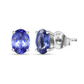 Doorbuster Luxoro 10K White Gold Premium Tanzanite Solitaire Stud Earrings 2.10 ctw - Sticky add to cart bar
