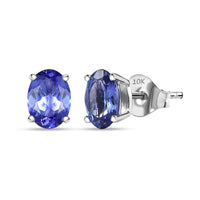 Doorbuster Luxoro 10K White Gold Premium Tanzanite Solitaire Stud Earrings 2.10 ctw