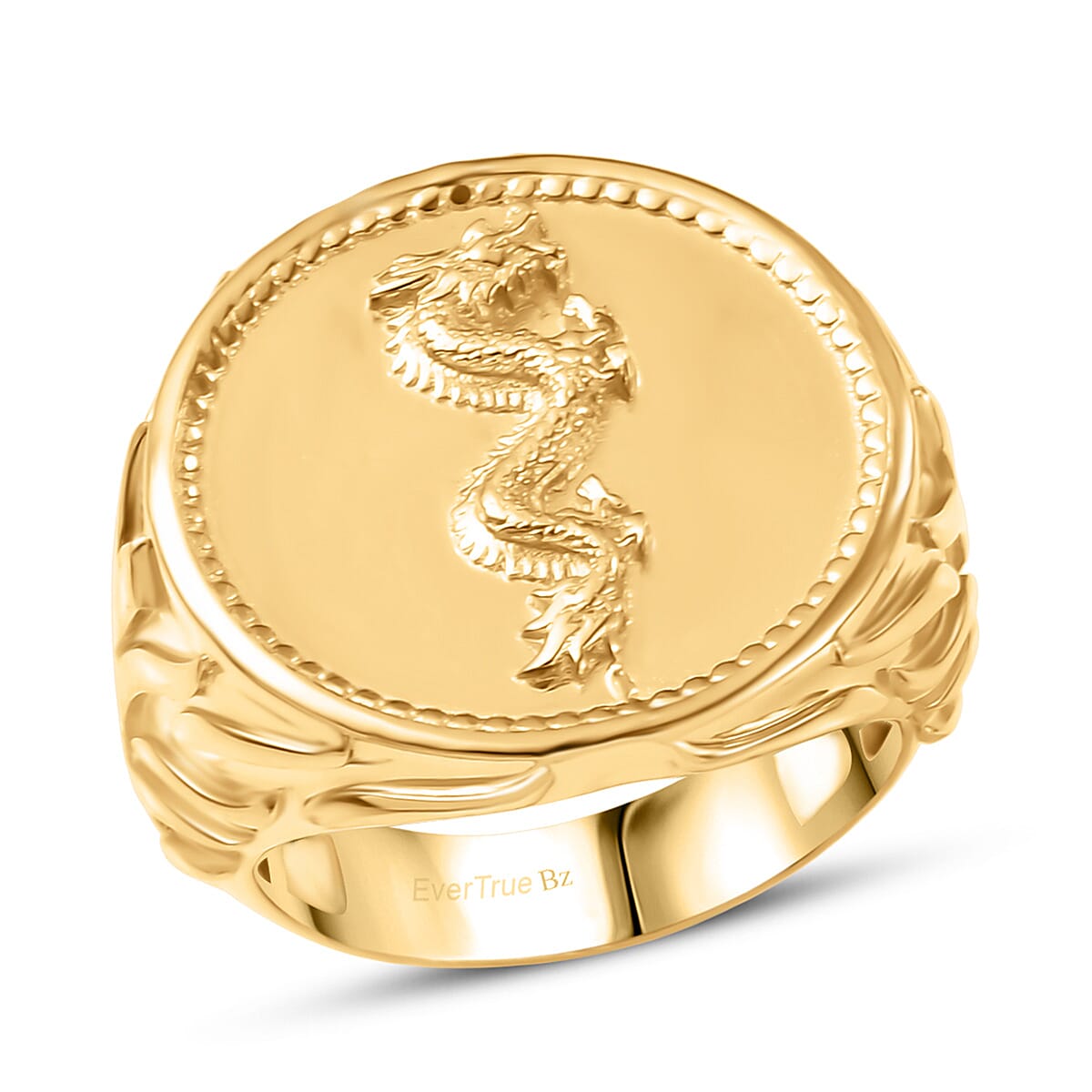 EverTrue Bronzella Collection Coin Men's Ring in 18K YG Plated Bronze (Size 11.0)
