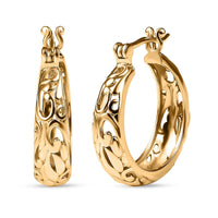 EverTrue Bronzella Collection Scrollwork Hoop Earrings in 18K YG Plated Bronze