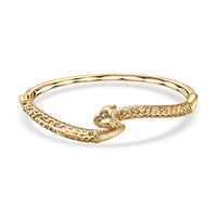 EverTrue Bronzella Collection Panther Bangle Bracelet in 18K YG Plated Bronze (7.25 In)