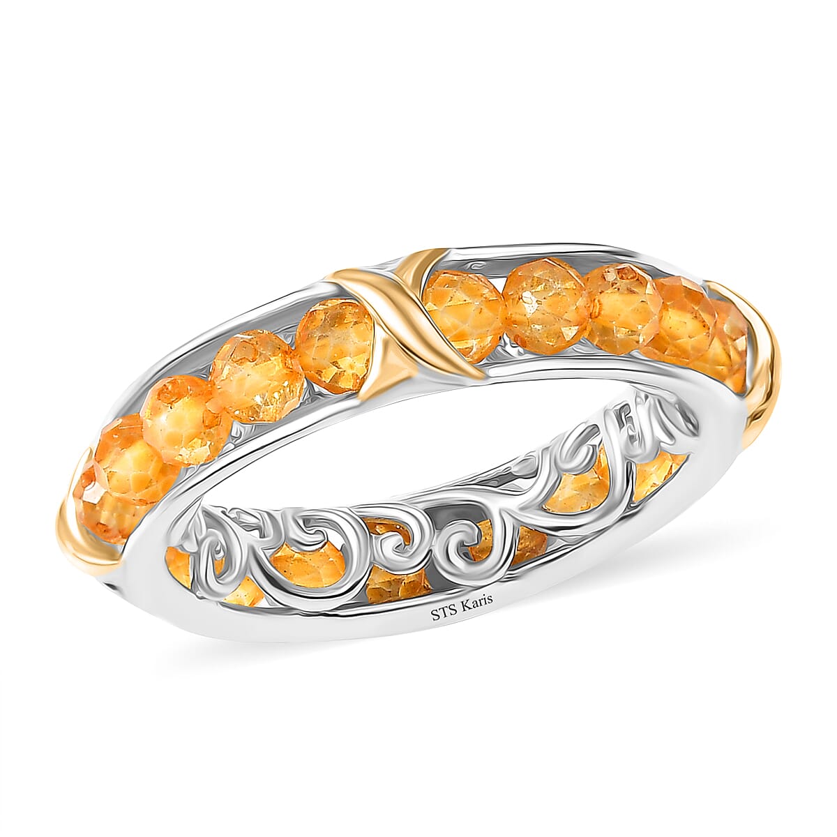 EverTrue Premium Brazilian Citrine Ring in 18K YG Plated and Platinum Bond (Size 10.0) 3.25 ctw