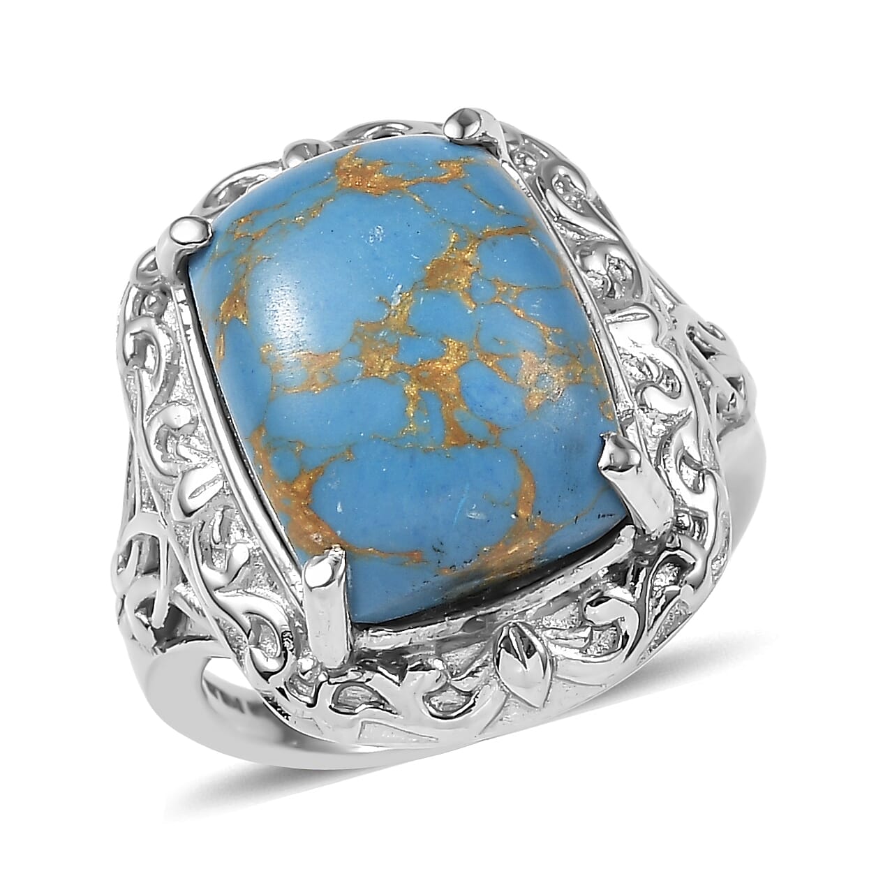 EverTrue Mojave Blue Turquoise Ring in Stainless Steel (Size 10) 9.40 ctw