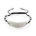 Natural Jade 50.00 ctw Carved Black Cord Adjustable Shamballa Bracelet - Sticky add to cart bar