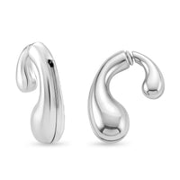 Sculptural Heart-Cutout Earrings in Silvertone