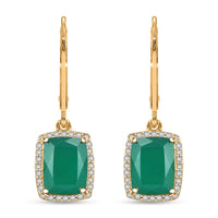 EverTrue Verde Onyx and White Zircon 4.60 ctw Lever Back Earrings in 18K YG Plated
