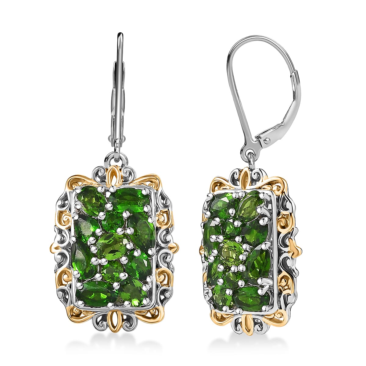 EverTrue Chrome Diopside Earrings in 18K YG Plated and Platinum Bond 4.00 ctw