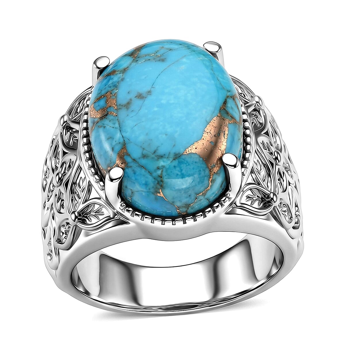 EverTrue Chestnut Brine Turquoise Ring in Stainless Steel (Size 10.0) 11.30 ctw