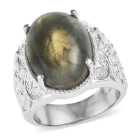 EverTrue Chestnut Brine Turquoise Ring in Stainless Steel (Size 10.0) 11.30 ctw