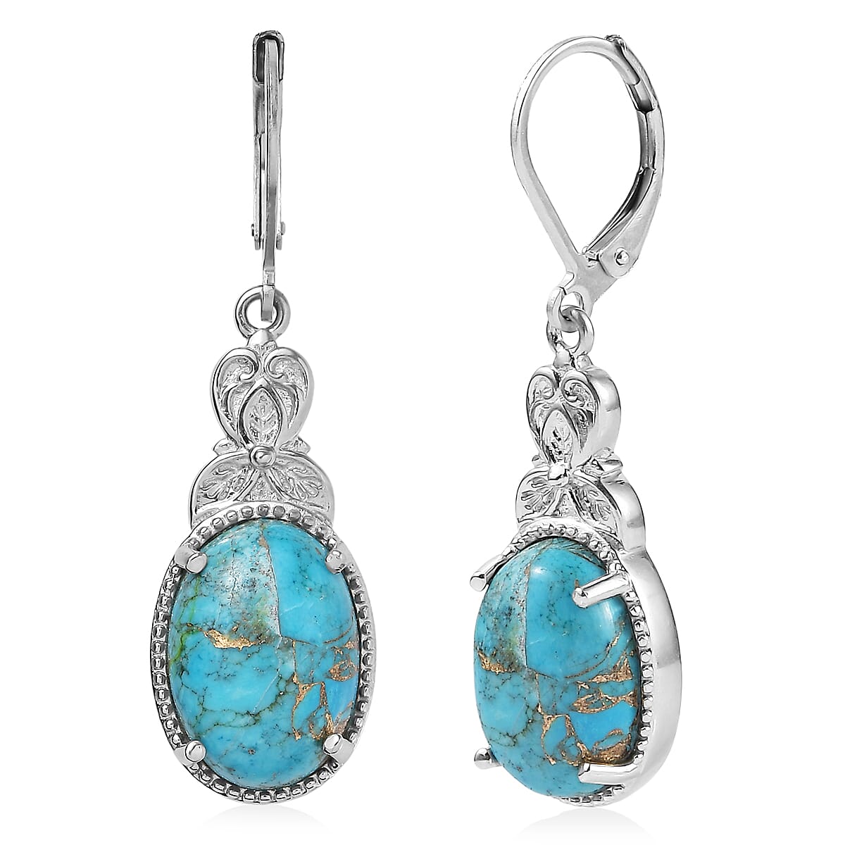 EverTrue Chestnut Brine Turquoise Earrings in Stainless Steel 11.70 ctw
