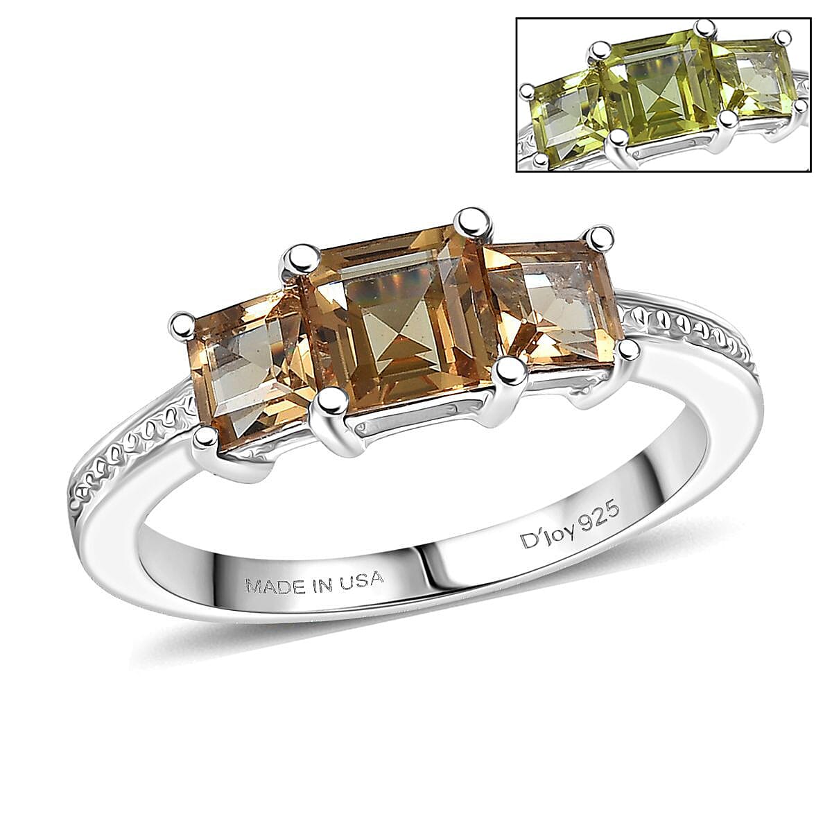 D'Joy Autumn Alexite Ring in Platinum Over Sterling Silver (Size 10.0) 1.30 ctw