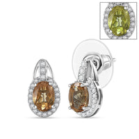 D'Joy Autumn Alexite and White Zircon 2.00 ctw Celestial Halo Earrings in Platinum Over Sterling Silver