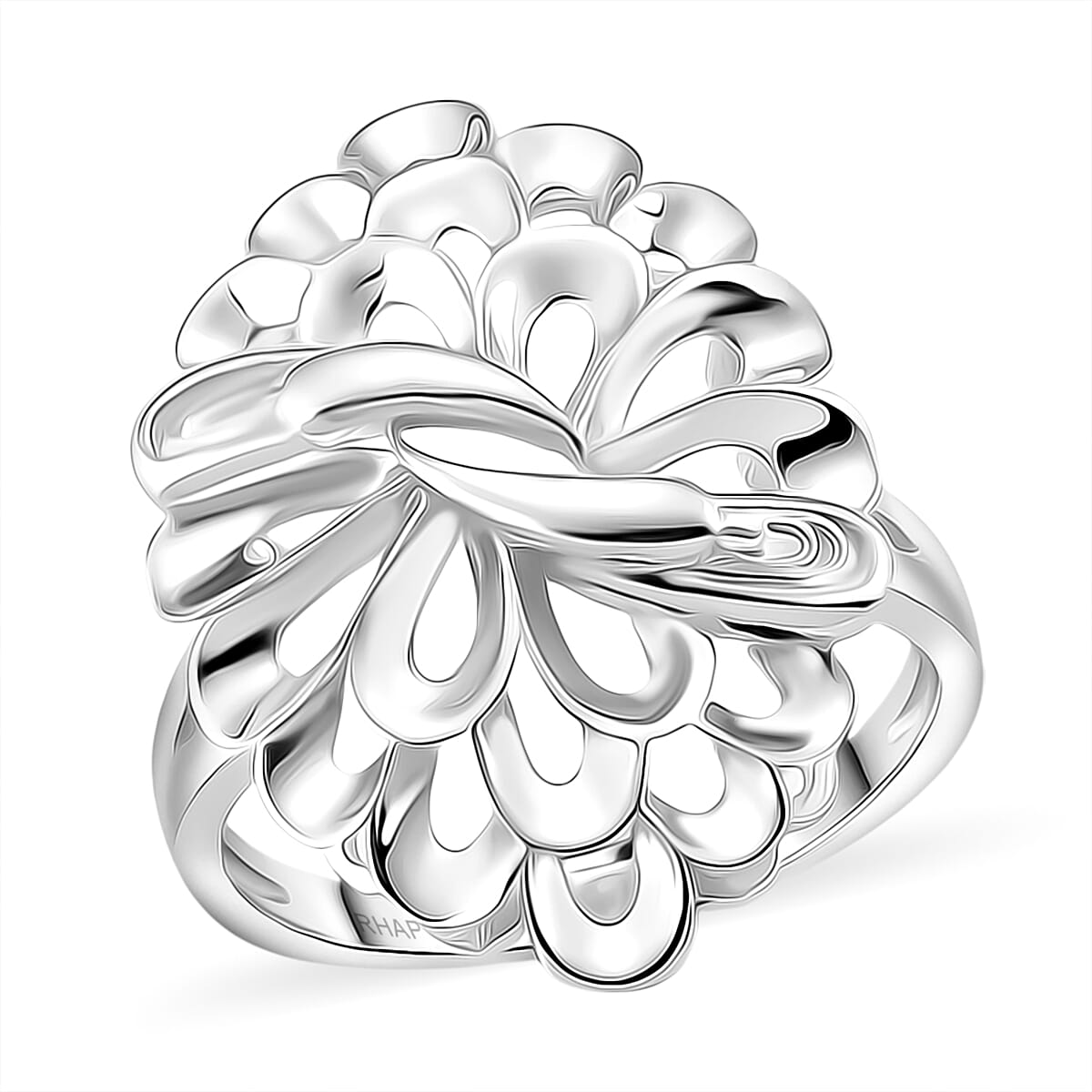 Doorbuster Rhapsody 950 Platinum Peacock Feather Ring (Size 8.0) (6 g)