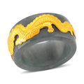 24K Yellow Gold Dragon Natural Olmec Jadeite 45.00 ctw Band Ring - Sticky add to cart bar