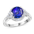 Certified & Appraised Rhapsody AAAA Tanzanite and Diamond E-F VS 4.03 ctw Art Deco Ring in 950 Platinum 6.83 Grams - Sticky add to cart bar