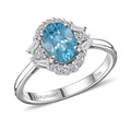 Doorbuster Certified & Appraised 10K White Gold AAA Cambodian Blue Zircon, Luxuriant Lab Grown Diamond (G-H, SI) (0.26 cts) Ring (Size 10.0) 2.50 ctw - Sticky add to cart bar