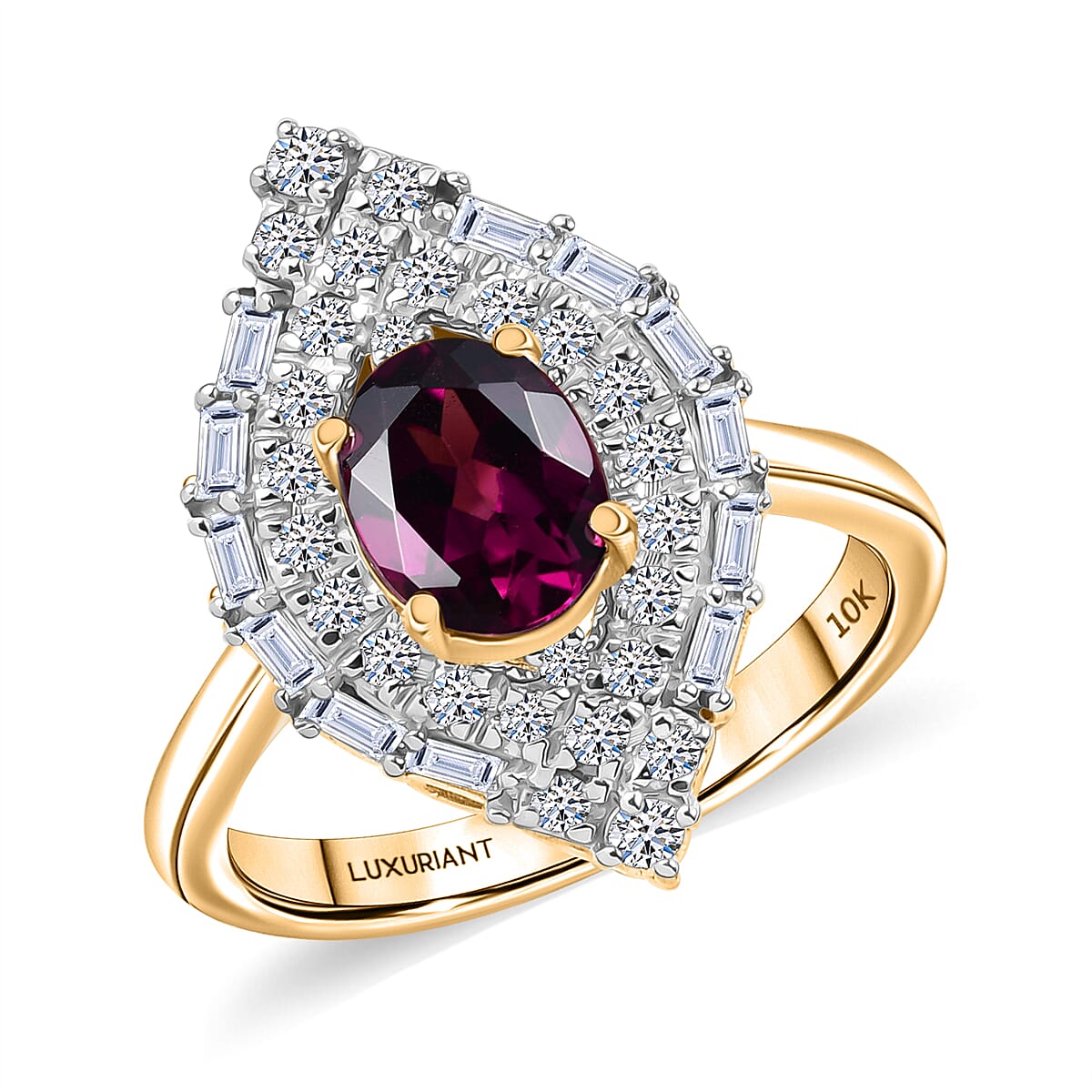 Certified & Appraised AAA Radiant Ember Garnet and Luxuriant Diamond G-H SI 2.06 ctw Ring in 10K Yellow Gold