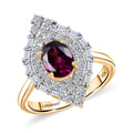 Certified & Appraised AAA Radiant Ember Garnet and Luxuriant Diamond G-H SI 2.06 ctw Ring in 10K Yellow Gold - Sticky add to cart bar