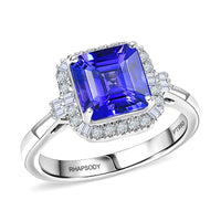 Certified & Appraised Rhapsody 950 Platinum AAAA Tanzanite, Diamond (E-F, VS) (0.28 cts) Ring (Size 10.0) (6.10 g) 3.01 ctw