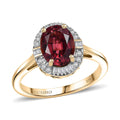 Doorbuster Certified & Appraised 10K Yellow Gold AAA Ouro Fino Rubellite, Luxuriant Lab Grown Diamond (G-H, SI) (0.20 cts) Floral Ring (Size 6.0) 2.25 ctw - Sticky add to cart bar