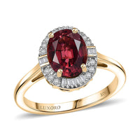 Doorbuster Certified & Appraised 10K Yellow Gold AAA Ouro Fino Rubellite, Luxuriant Lab Grown Diamond (G-H, SI) (0.20 cts) Floral Ring (Size 6.0) 2.25 ctw