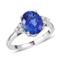 Certified & Appraised Luxoro 14K White Gold AAA Tanzanite, Diamond (I2) Ring (Size 10.0) 3.00 ctw - Sticky add to cart bar