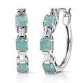 D'Joy Asscher Cut Apatite, Moissanite Hoop Earrings in Rhodium Over Sterling Silver 2.30 ctw - Sticky add to cart bar