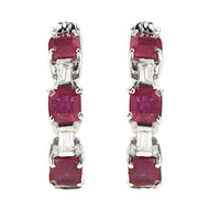 D'Joy Asscher Cut Apatite, Moissanite Hoop Earrings in Rhodium Over Sterling Silver 2.30 ctw