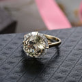 Certified & Appraised AAA Turkizite and Luxuriant Diamond G-H SI 5.57 ctw Ring in 10K Yellow Gold - Sticky add to cart bar