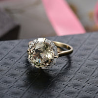 Certified & Appraised AAA Turkizite and Luxuriant Diamond G-H SI 5.57 ctw Ring in 10K Yellow Gold