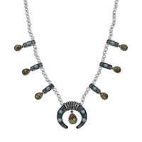 D'Joy Artisan Crafted Royston Turquoise, Lagoon Turquoise Necklace in Black Oxidised Sterling Silver 6.60 ctw (18-20 Inches)