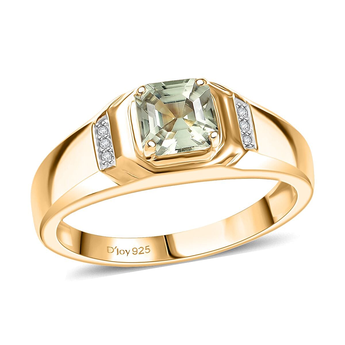 D'Joy AAA Turkizite, Moissanite Crown Valor Men's Ring in 18K Vermeil YG Over Sterling Silver (Size 10.0) 1.35 ctw