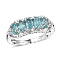 D'Joy Betroka Blue Apatite, White Zircon Ring in Platinum Over Sterling Silver (Size 10.0) 1.40 ctw