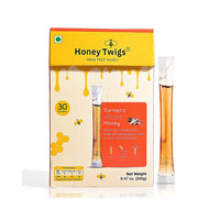 Honey Twigs Turmeric Infused Honey Sticks - 30 Count Single Serve Natural Honey Straws - 8.47oz