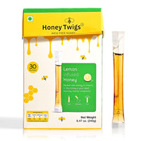 Honey Twigs Lemon Infused Honey Sticks - 30 Count Single Serve Natural Honey Straws - 8.47 oz