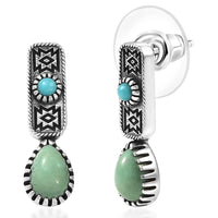 D'Joy Artisan Crafted Royston Turquoise, Lagoon Turquoise Earrings in Black Oxidised Sterling Silver 1.65 ctw