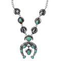 D'Joy Artisan Crafted Royston Turquoise, White Buffalo Squash Blossom Necklace in Black Oxidised Sterling Silver 14.50 ctw (18-20 Inches) - Sticky add to cart bar