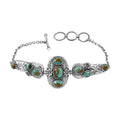 D'Joy Artisan Crafted Premium Royston Turquoise 7.50 ctw Bracelet in Black Oxidised Sterling Silver (6.50-8.0In) - Sticky add to cart bar