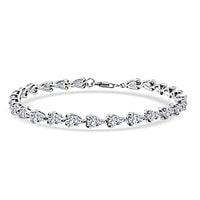 Simulated Diamond Bracelet in Rhodium Over Sterling Silver (Size 7) 11.70 ctw