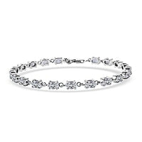 Simulated Diamond 9.00 ctw Bracelet in Rhodium Over Sterling Silver (Size 7)