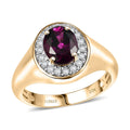 Certified & Appraised Luxoro 10K Yellow Gold AAA Radiant Ember Garnet, Diamond (G-H, I2) (0.29 cts) Men's Ring (Size 10.0) (5 g) 2.49 ctw - Sticky add to cart bar