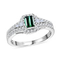 Certified & Appraised Luxoro 10K White Gold AAA Pirineu Lagoon Tourmaline, Diamond (G-H, I2) (0.45 cts) Art Deco Ring (Size 10.0) 1.30 ctw - Sticky add to cart bar