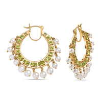 D'Joy Rachel Roy Loving Care Hebei Peridot, Fresh Water Pearl Earrings in 18K Vermeil YG Over Sterling Silver 4.90 ctw