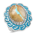 D'Joy Premium Royston Ribbon Turquoise Ring in Rhodium Over Sterling Silver (Size 10.0) 11.90 ctw - Sticky add to cart bar