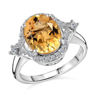 D'Joy Brazilian Citrine, White Zircon Ring in Platinum Over Sterling Silver 3.75 ctw