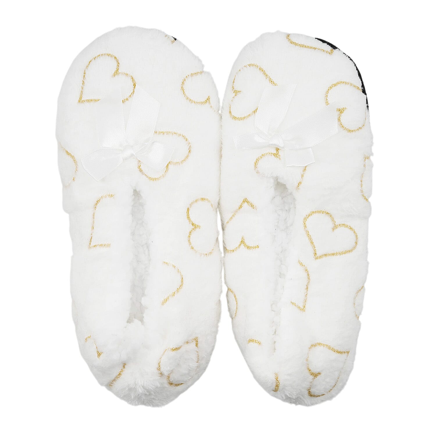 Mossimo White Heart Slippers with Grippers - S/M