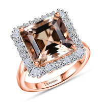 Certified & Appraised 10K Rose Gold AAA Marropino Morganite, Luxuriant Diamond (G-H, SI) (0.58 cts) Ring (Size 10.0) 6.39 ctw