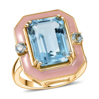 D'Joy AAA Sky Blue Topaz Ring in 18K Vermeil YG Over Sterling Silver (Size 10.0) 7.90 ctw